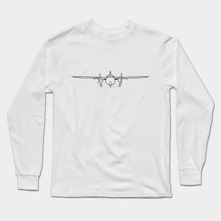 Fokker F27 classic aircraft black outline graphic Long Sleeve T-Shirt